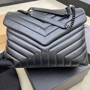 Yüksek kaliteli loulou çanta moda tasarımcısı lüks çantalar gerçek deri meslekçi çanta zinciri omuz crossbody klasik flep kadın çantası mm boyutu