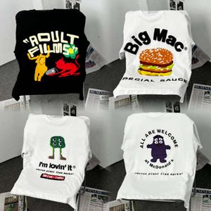 Moda giyim tasarımcısı tees tişörtler cpfm x mcdonald co br ed hamburg köpük baskı bombası karikatür gevşek çift çift kısa kollu tişört trend