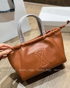 Kadın Tasarımcı Totes Çanta Çapraz Bags Kahverengi Moda Kabin Pürüzsüz İnek Deri Dragstring Çanta Kadın Lüks Alışveriş Buket küçük çapraz vücut kayış