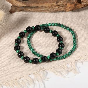 Bangel Oaiite Mini Peacock Onyx Steinbrand Armbänder Setzen Sie natürliche Edelsteinperlen Energiearmband Yoga Heilungs Schmuck Freund Geschenke