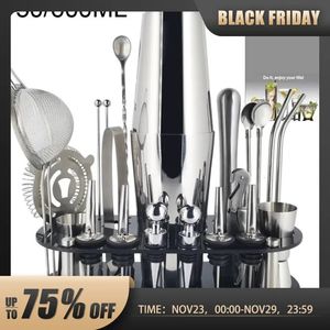 Ferramentas de bar 13-22pcs 750ml 600ml Boston Cocktail Shaker Bar Tools Wine Mixer Set Bartender Cocktail Shaker Tool Kit com suporte 231124