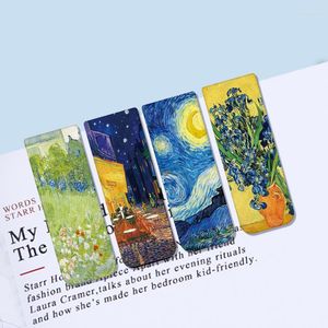 4pcs World Famous Paintings Magnet Bookmark Retro Van Gogh Starry Sky Reading Book Mark Stationery Material School Office Supply