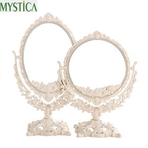 Зеркала 360 вращающихся женщин -макияж зеркало Винтажное цветочное овальное круглое ручное владение