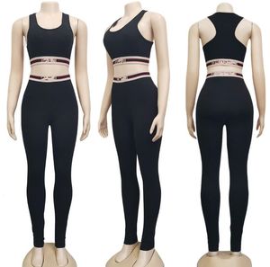 Roupa feminina treino roupas esportivas conjunto de yoga colete terno de fitness carta impressão roupas de treino conjunto de ginásio wear esportes alta quatity