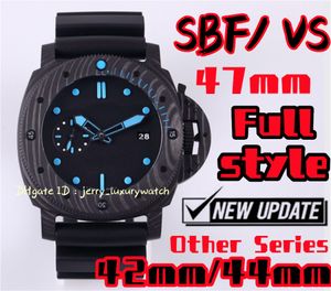 SBF / VS Luxury Men's Watch PAM1616 Углеродное волокно, 47 мм все серии все стили, эксклюзивное движение P90, есть 42, 44 мм другие модели, 316L Fine Steel