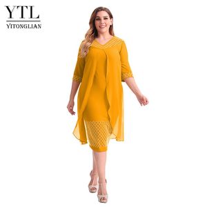Elbise Yitonglian 2023 Yeni Stil Kadınlar Vintage Lüks Diamand Yaz Şifon Plus Boy Boyut Salıncak Vardiya Elbise W109