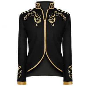 Erkek Suit Blazers Altın Nakış Kralı Prens Rönesans Ortaçağ Erkekler Custome Cosplay Cosplay Yetişkin Uzun Kollu Parti Ceket Out Gare Ceket 3XL 230425