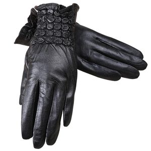 Gloves без пальцев 2023 зимняя кожа для женщин мода мода мех выровняется, дамы, теплое пыла
