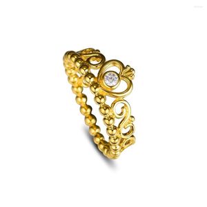 Кластерные кольца 925 Стерлинговое серебро для женщин сияют моя принцесса Тиара Кольцо Девичья вечеринка Подарок с прекрасными украшениями anillos оптом