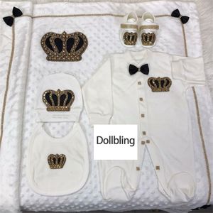 Пижамы Dollllbling Baby Вышивка Кружевной наряд Хлопковая пеленка Постельное белье Born Nest Получающее одеяло 5 шт. Ползунки Layette Подарочный набор 231124