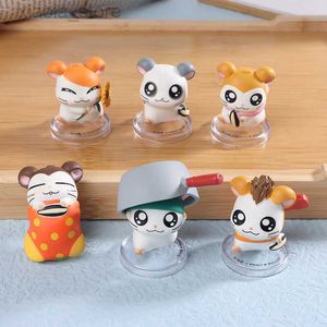 Anime manga 6pcs anime paça hamtaro aksiyon figürü hamster hamtaro cappy pashmina kumlu figürin pvc koleksiyon model oyuncak hediye