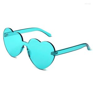 Солнцезащитные очки цвета густые Oculos rimless Heart Женщины Gafas Sun очки женские конфеты прозрачные линзы