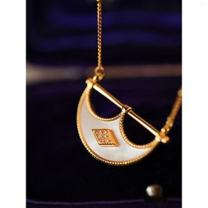 Подвесные ожерелья дизайнерские модные 18K настоящий золото белый раковина луна арка циркона Cz Ожерелье 14 тыс. Ювелирные украшения оптом
