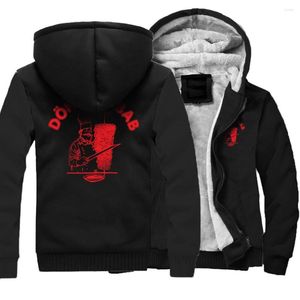 Erkek Ceketleri Şef Türk Barbekü Mens Hoodies Fermuar Gevşek Terzini Kış Polar Plus Kadife Kalın Ceket Yapıyor