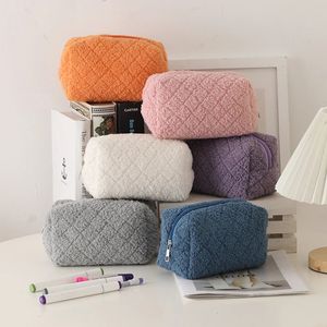 Cosmetic Organizer Women's cute fluffy makeup bag soft and fuzzy storage bag solid color folding organizer bag women's travel makeup bag 231127