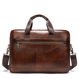 2023 Мужская сумка-портфель Высокое качество Бизнес Известный бренд Натуральная кожа Сумки через плечо Офисная сумка 14-дюймовая сумка для ноутбука