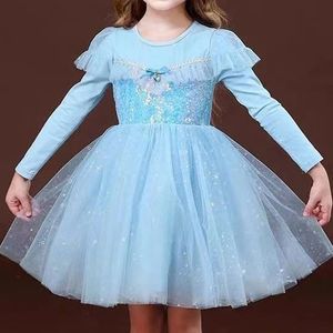 Vestidos de meninas primavera outono vestido de princesa de manga comprida para roupas infantis Elsa Frozen 310Y 231124