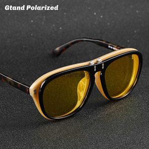 Óculos de sol nd 2021 moda elegante flip up estilo steampunk óculos de sol polarizados clamshell dupla camada marca design óculos de sol gt109 yq231127