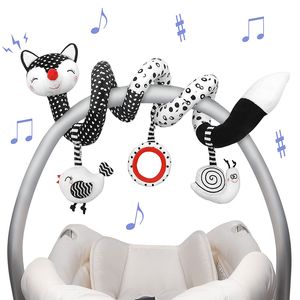 Catcles Mobiles Baby Spiral Plush Toys Black White Stretch Activity Seat Car Seat pendurado Rattle Crib Mobile Sensory for Born 230427