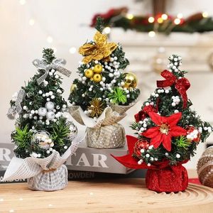 Noel Süslemeleri Masa Ağacı Şerit Yay Topu Yapay Ev Masaüstü Pencere Süsleri Mini İğne Ağaçları Hediye Navidad