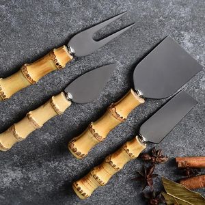 4pcs/set из нержавеющей стали бамбуковой корень корня для корня для корня для пиццы пицца пицца торт кремовый масла.