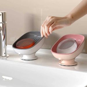 Suction Cup Soap Dish With Drain Water Soap Box For Bathroom Accessories Soap Holder Kitchen Sponge Holder Soap Container Tray