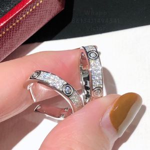 Kadın Stud Tasarımcı için Aşk Küpe Takıları Diamond Fine Gümüş Altın Kaplama 18K T0p Kalite Kristal Klasik Stil Marka Tasarımı Kutu 014