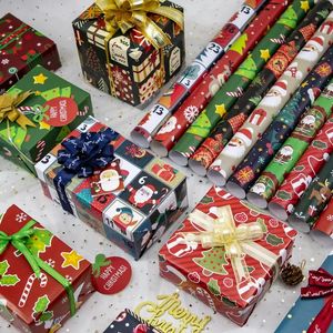 Рождественская упаковочная бумага, зеленое украшение, крафт-бумага, подарочная упаковка, декоративная упаковка для рождественской вечеринки, бумажный подарок