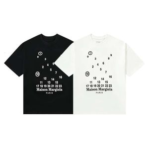 Tasarımcı Moda Giyim Erkek Tees Tshirt Margiela MM6 Yaz Yeni Kurşun Ekran Dijital Baskı Çift Gevşek Kısa Kollu T-Shirt
