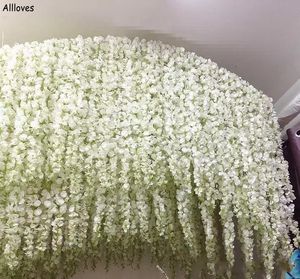 12pcs/paket yapay çiçekler düğün dekorasyonları sahte wisteria asma rattan asılı çelenk ip ipek wisteria için doğum günü ev partisi dekor 110cm/75cm cl1852