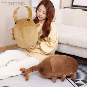 Doldurulmuş peluş hayvanlar 1pc 50/60cm yaratıcı simülasyon böcek oyuncakları karikatür bebekler kawaii beetle yastık çocuklar erkek çocuk doğum günü hediyeleri