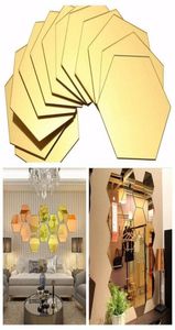 Mirrors 12Pcs 3D Mirror Wall Sticker Home Decor Hexagon Decorations DIY Removable LivingRoom Decal Art Ornaments Decorative7707789