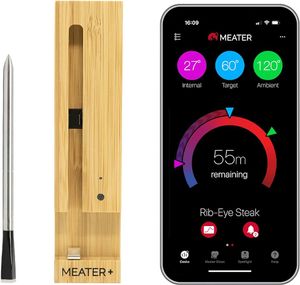 MEATER Plus: беспроводной интеллектуальный термометр для мяса дальнего действия с усилителем Bluetooth | для барбекю, духовки, гриля, кухни, коптильни, гриля | iOS Android-приложение
