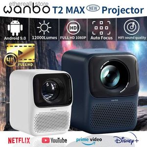 Wanbo T2 Max Projector Full HD 4K Auto Focus Beamer 12000 Lumens Android 9.0 HiFi Sound Home Outdoor Projector 40-140in Display