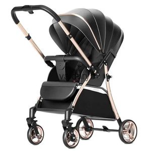 Bebekler# Baby iki yönlü ultra hafif bebek arabası oturabilir ve tek düğmeli katlanır yüksek manzara şemsiye araba çocuk yemek sandalyesi