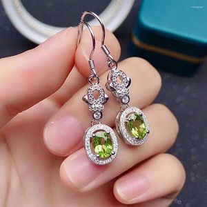 Dangle Küpeler Moda Silver Crown Drop parti için 5mm 7mm VVS Sınıfı Orijinal Peridot Dangler 925 Takı