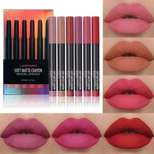 Lip Pencils 6Pcs/Lot Langmanni Matte Crayon Lipstick Lip Liner Waterproof Long-lasting Lip Stick Pencil Makeup Kit Cosmetics 231128