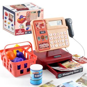 Kitchens Play Food Children's Puzzle Play Toy House Girl Toy Simulation Supermarket Cash Register Electric Multifunctional Parent-Child Gifts 231127