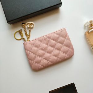 Madeni kese cüzdan tasarımcısı pembe çanta lüks kart tutucu altın veya gümüş zincir ile yüksek kaliteli gerçek deri küçük iş çantası moda cüzdanlar tasarımcı kadın çanta