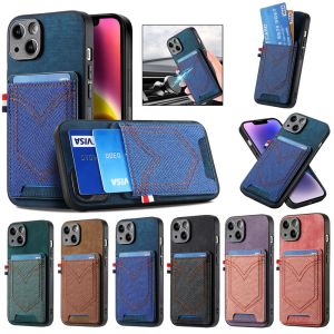 Fashion Jeans Pocket Design Magnetic Phone Case For iPhone 11 12 13 14 15 Pro XR X XS Max 7 8 Plus Camera Lens Protection Cards Slot Back Cover
