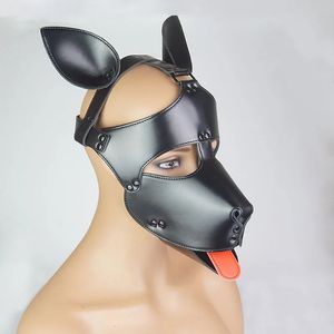 Yetişkin oyuncaklar deri evcil köpek yavrusu oyun kaput dilini dışarı bdsm köpek maskesi köpek esaret dişli seks oyuncakları tüm yüz yüzü gimp 231128