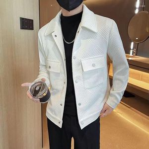 Erkek Ceketler İlkbahar Sonbahar Erkek Ceket Trençkot Kısa Slim Fit Casual Coats Düz Renk Steetwear Rüzgarlık Toplama Yaka Dış Giyim