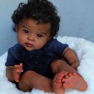 Bebekler 20 inç Afro -Amerikan bebek kuzgun koyu tenli yeniden doğmuş bebek, köklü saçlar ile doğmuş kızlar için el yapımı oyuncak hediyesi 11281