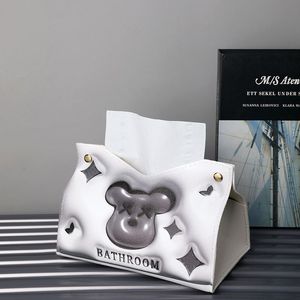 Moda deri doku kutusu beyaz klasik kağıt çekmece oturma odası yaratıcı doku kapağı kağıt torba araba monte sehpa kağıt çekmecesi