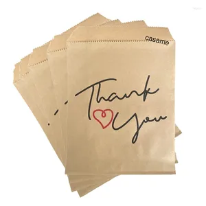 Hediye Sargısı Teşekkürler Kağıt Torba Çantaları Düz ​​Kraft Kurabiye Şeker Atıştırmalıkları İçin Favor Çanta Düğün Partisi (5''x7 '')