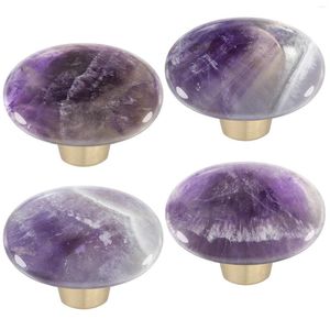 Takı Torbaları Doğal ametist kristal taş çekmece düğmesi Vida cilalı değerli değerli taş çekme sapı Dresser dolap gardırop mobilyaları