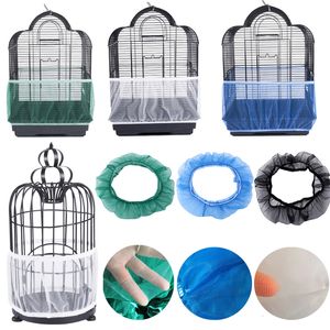 Bird Cages Receptor Seed Guard Nylon Mesh Bird Parrot Cover Soft Easy Cleaning Nylon Airy Fabric Mesh Bird Cage Cover Seed Catcher Guard 230428