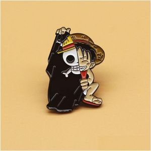 Karikatür Aksesuarları Anime Tek Parçalı Maymun D Luffy Emaye Pin Korsanların Kralı Brooch Sırt Çantası Yakın Rozet Moda Mücevher Hediye D DHV67