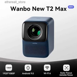 Projektörler Wanbo Yeni T2 Max Projektör 1080p Full HD Android 9.0 Mini WiFi Otomatik Odak 450Ansi Taşınabilir Projektör HIFI SES EN EN EVİ S231128