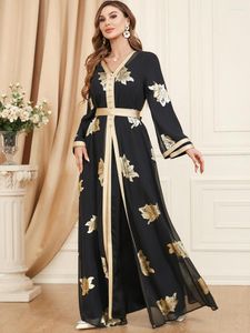 Roupas étnicas elegantes casuais vestidos femininos abayas para mulheres muçulmanas conjunto de 2 peças estampado fita de renda com cinto kaftan ramadã linda festa